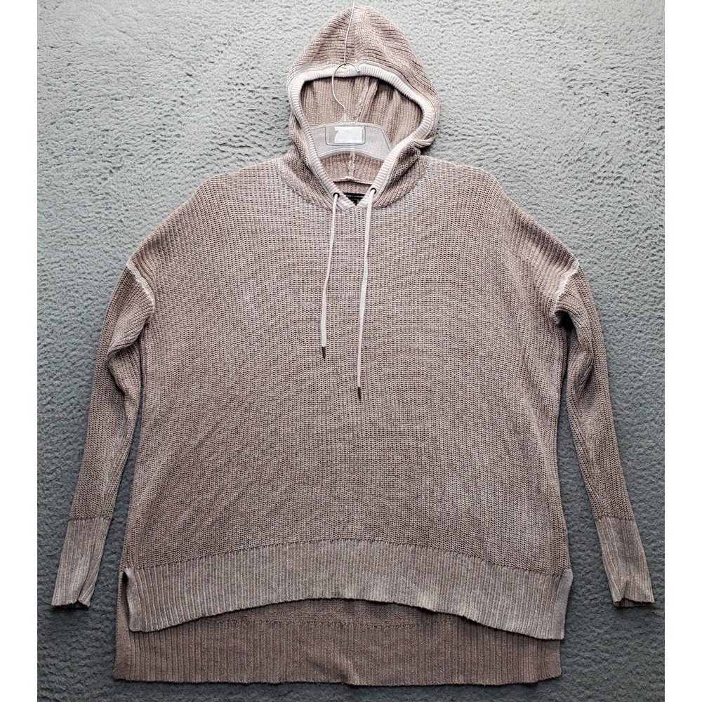 American Eagle Hoodie Womens Medium Brown Knit Long Sleeve High-Low Hem Pullover